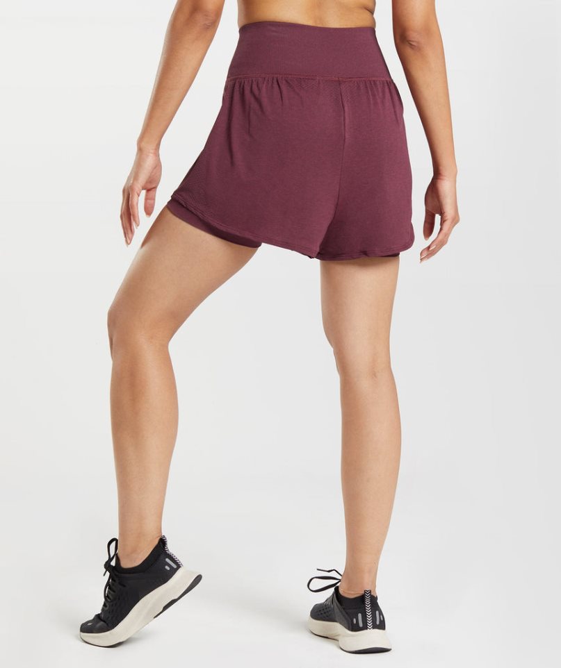 Women's Gymshark Vital Seamless 2.0 2-in-1 Shorts Burgundy | NZ 0ZDYNU